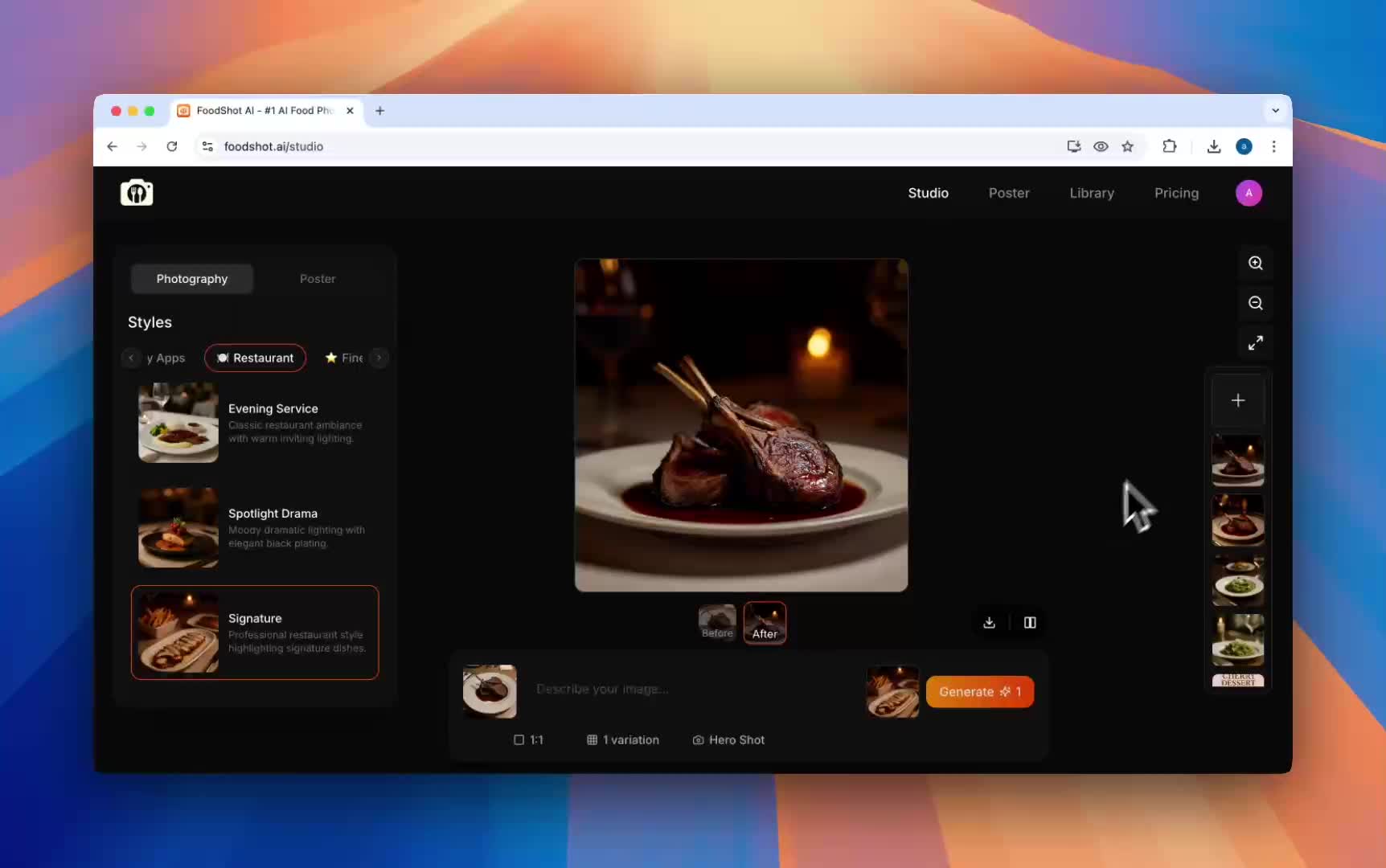 screenshot of FoodShot AI